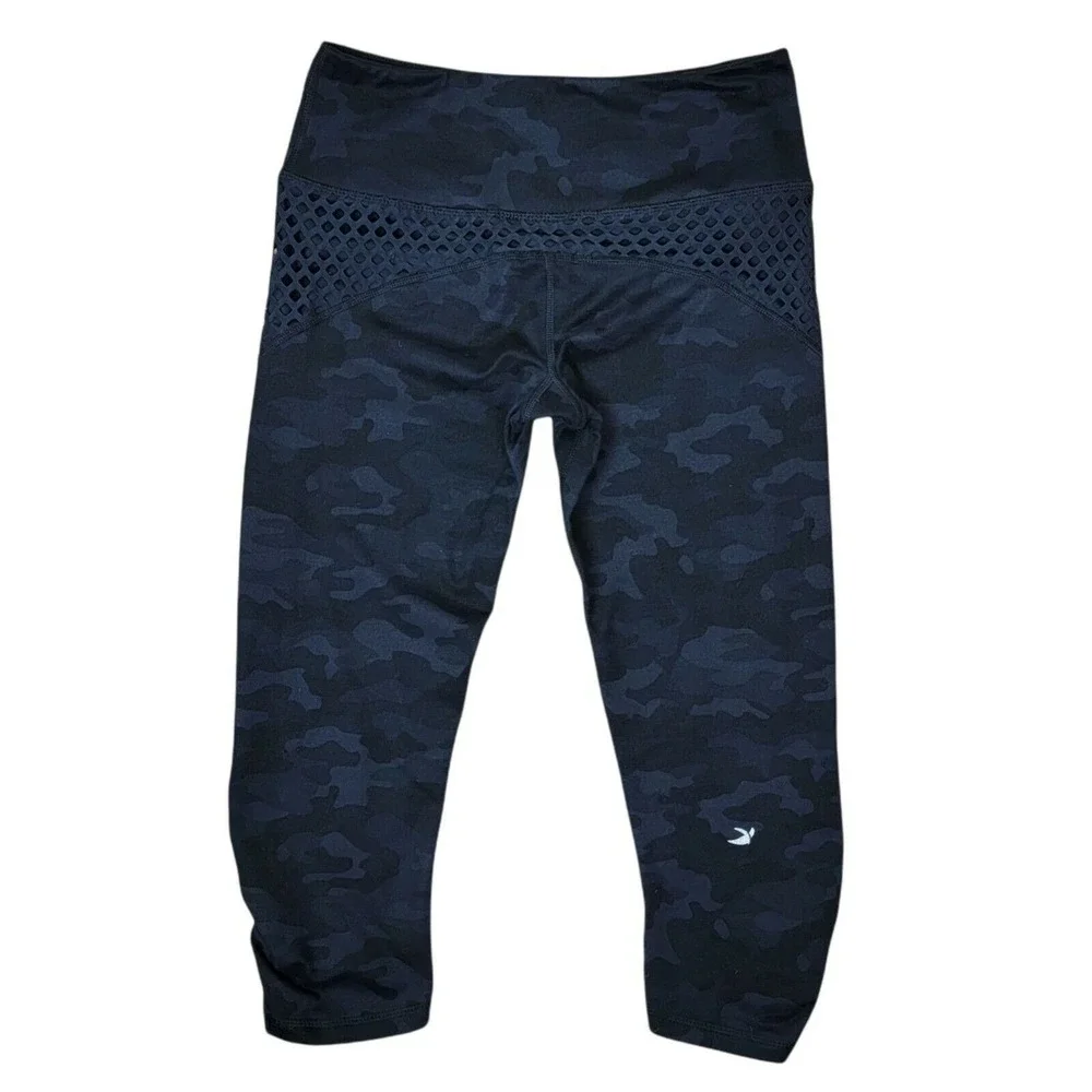 Glyder Aperture Crop Into the Night Leggings Womens Sz XS Black Camo Moto Active